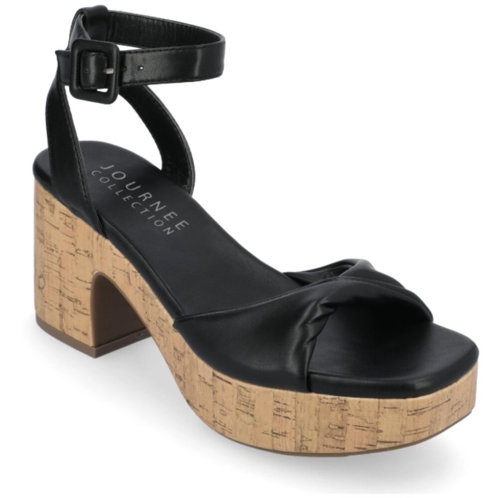 Journee Collection Women's Eianna Platform Sandals Black Size  8